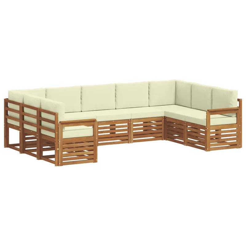 Sekcijos sofų komplektas 9 pcs Natūralus ir grietinėlė