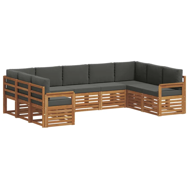 Sekcijos sofų komplektas 9 pcs Natūralus ir antracitas