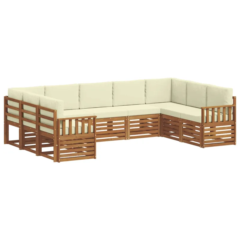 Sekcijos sofų komplektas 9 pcs Natūralus ir grietinėlė