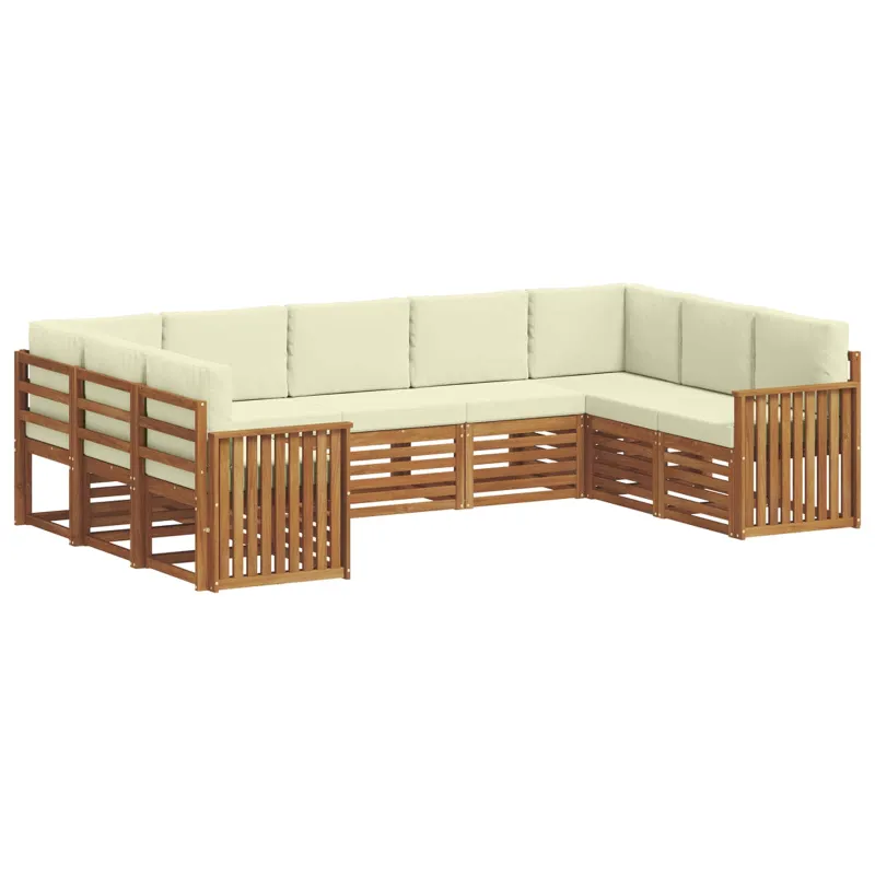 Sekcijos sofų komplektas 9 pcs Natūralus ir grietinėlė