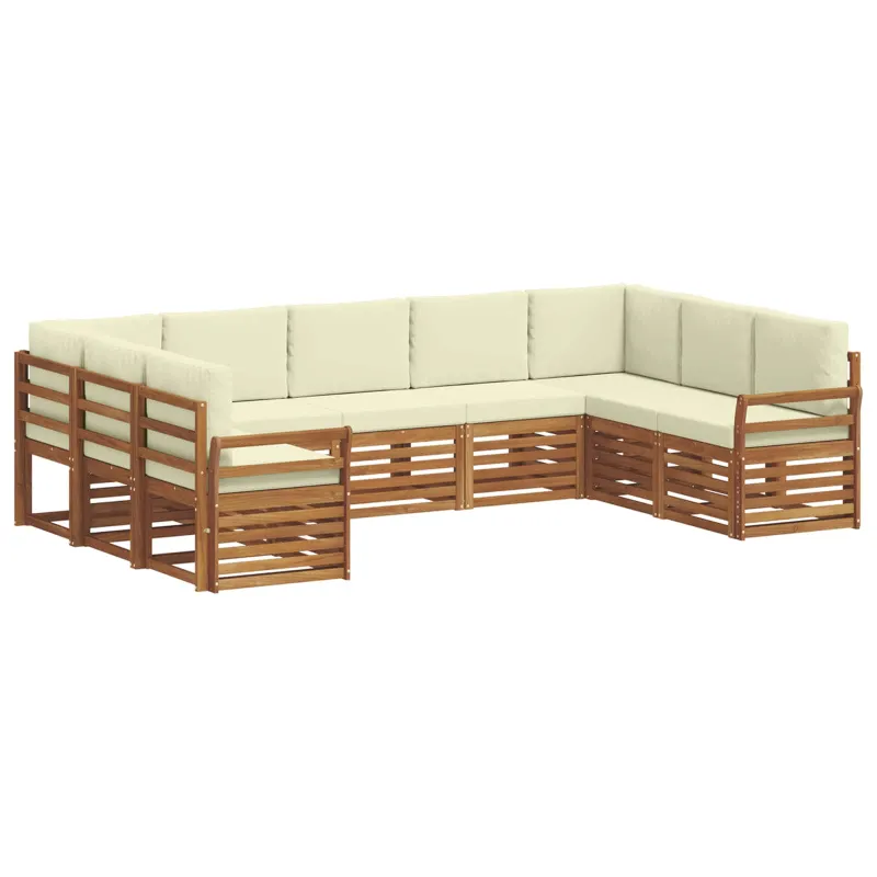 Sekcijos sofų komplektas 9 pcs Natūralus ir grietinėlė