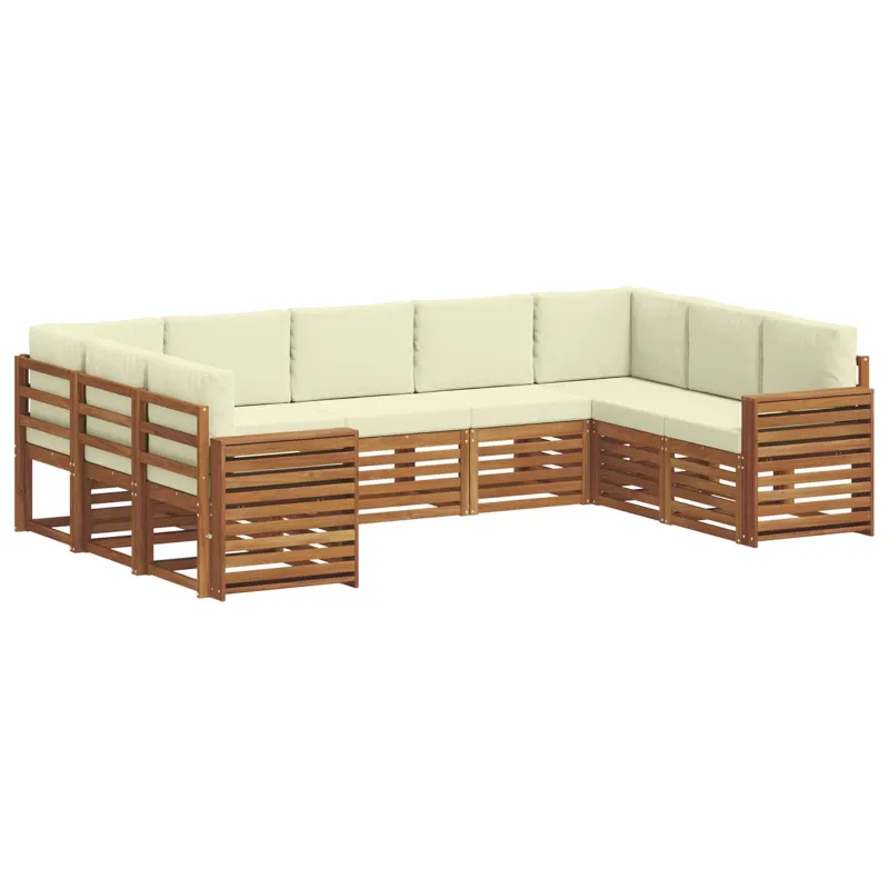 Sekcijos sofų komplektas 9 pcs Natūralus ir grietinėlė