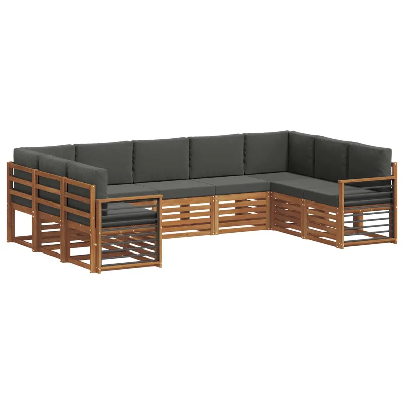 Sekcijos sofų komplektas 9 pcs Natūralus ir antracitas