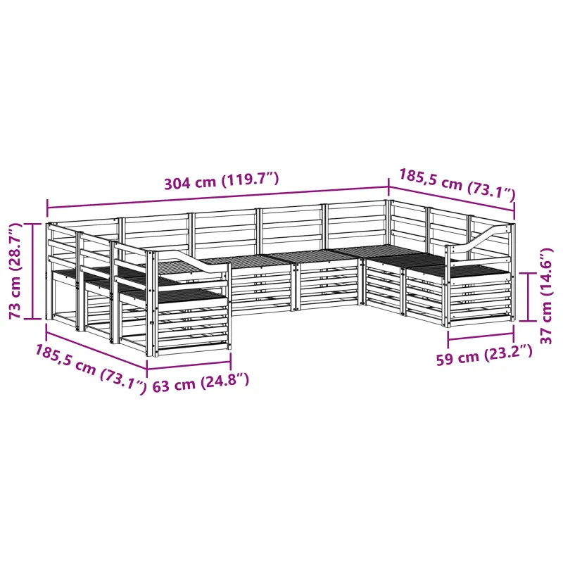 Sekcijos sofų komplektas 9 pcs Natūrali