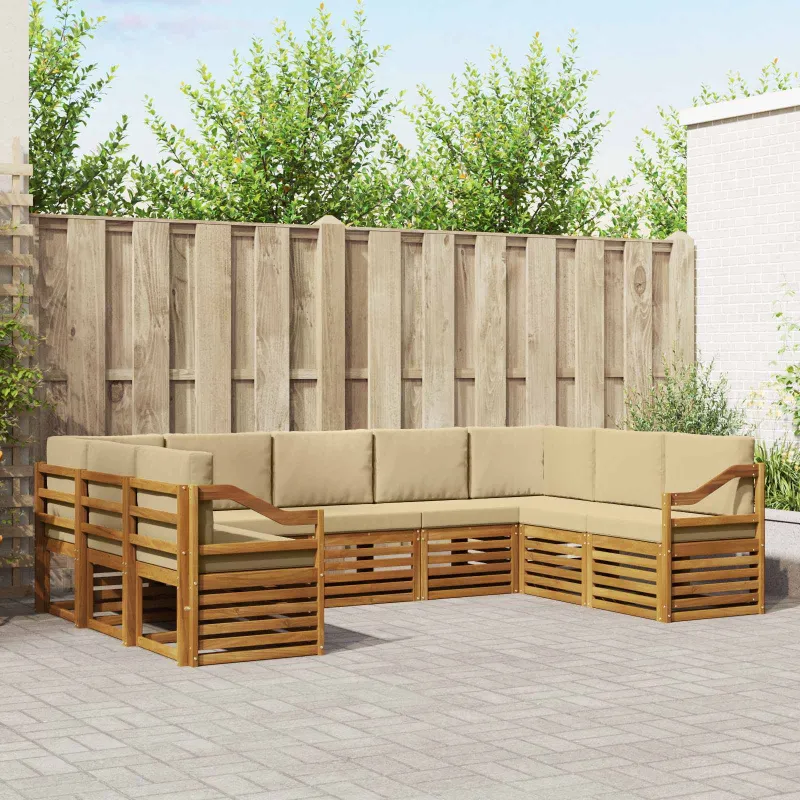 Sekcijos sofų komplektas su pagalve 9 pcs Natūralus ir bežinis
