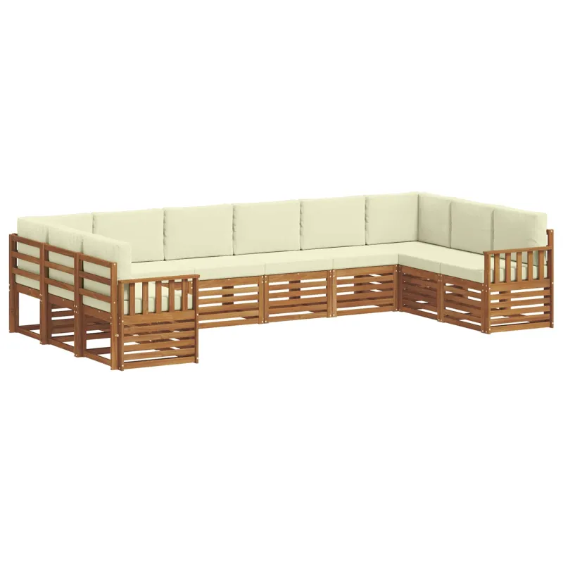 Sekcijos sofų komplektas 10 pcs Natūralus ir grietinėlė
