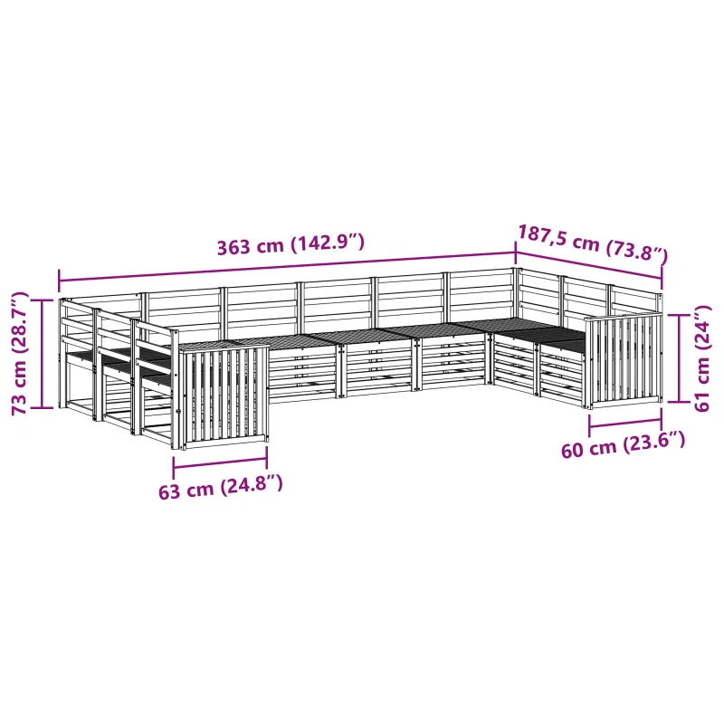Sekcijos sofų komplektas 10 pcs Natūrali