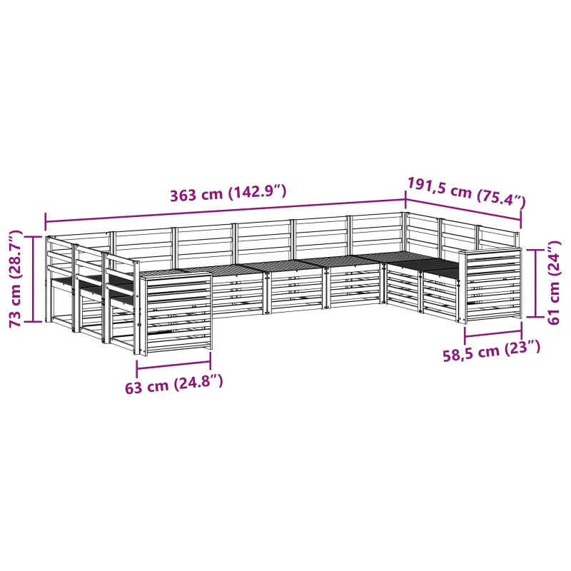 Sekcijos sofų komplektas 10 pcs Natūrali
