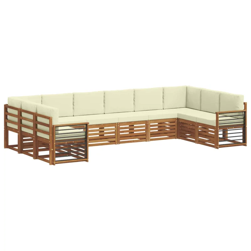 Sekcijos sofų komplektas 10 pcs Natūralus ir grietinėlė