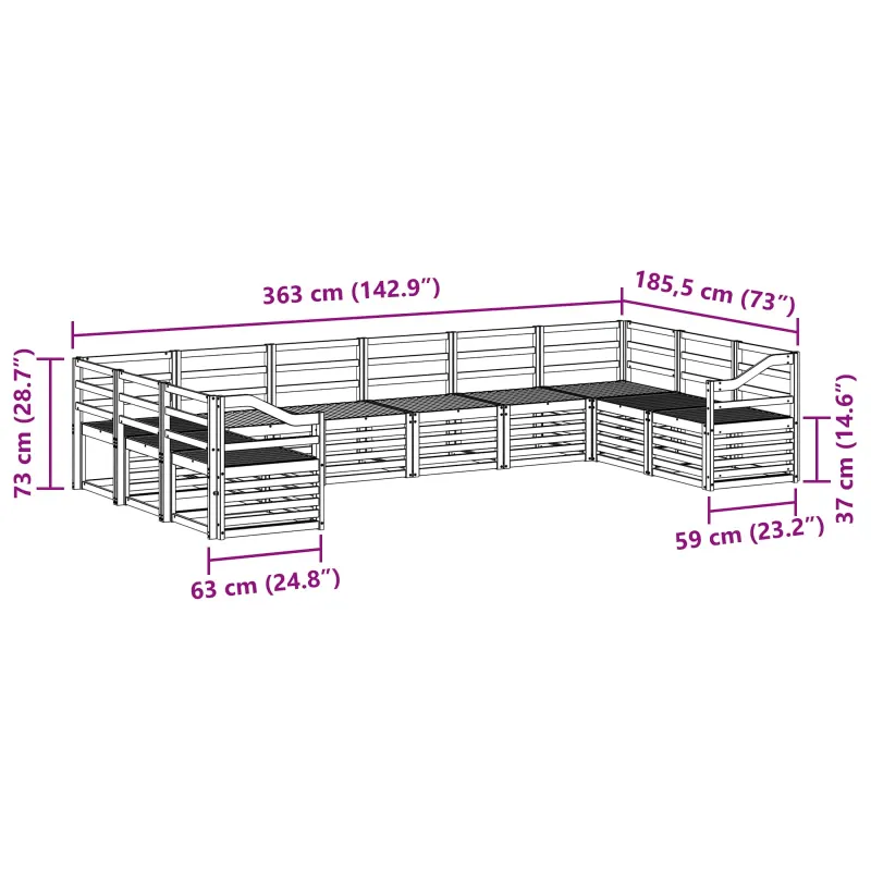 Sekcijos sofų komplektas 10 pcs Natūrali