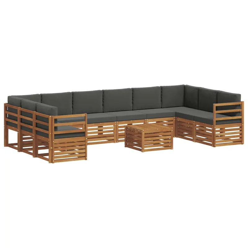 Lauko sofos komplektas 11 pcs Natūralus ir antracitas