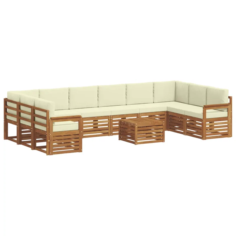 Lauko sofos komplektas 11 pcs Natūralus ir grietinėlė