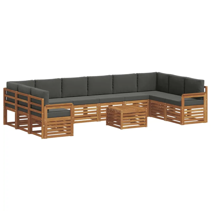 Lauko sofos komplektas 11 pcs Natūralus ir antracitas