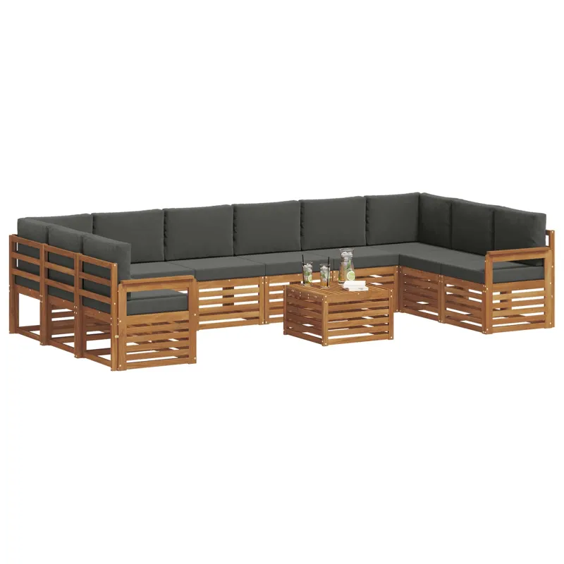 Lauko sofos komplektas 11 pcs Natūralus ir antracitas