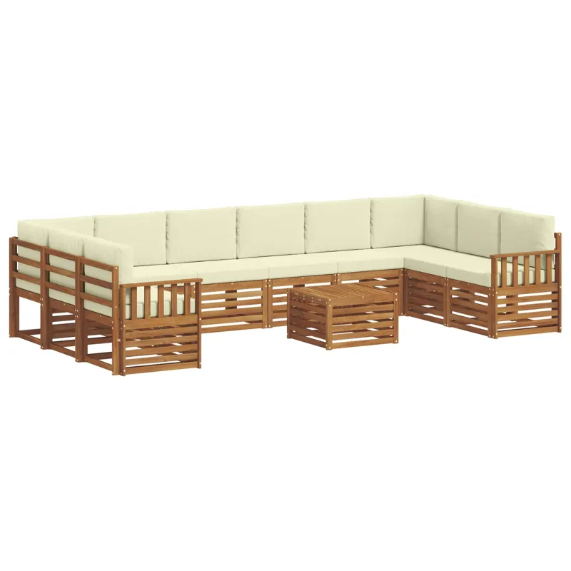 Lauko sofos komplektas 11 pcs Natūralus ir grietinėlė