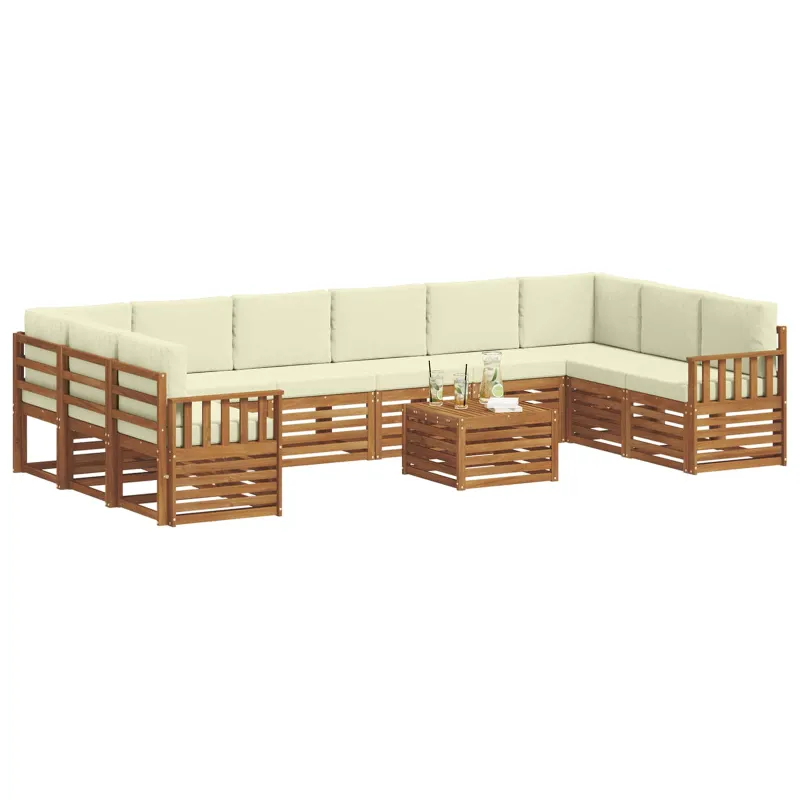 Lauko sofos komplektas 11 pcs Natūralus ir grietinėlė