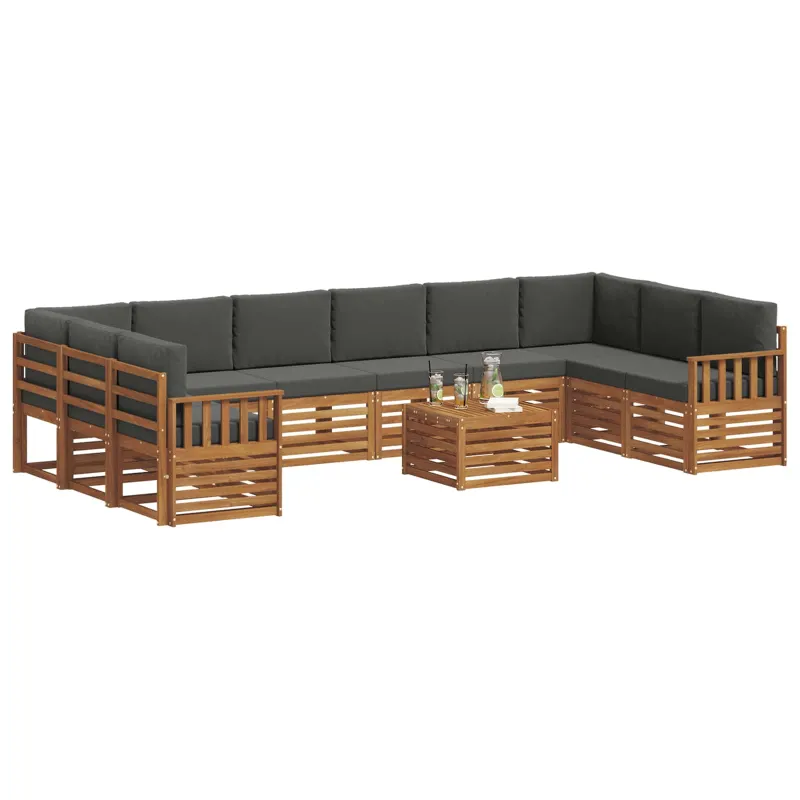 Lauko sofos komplektas 11 pcs Natūralus ir antracitas