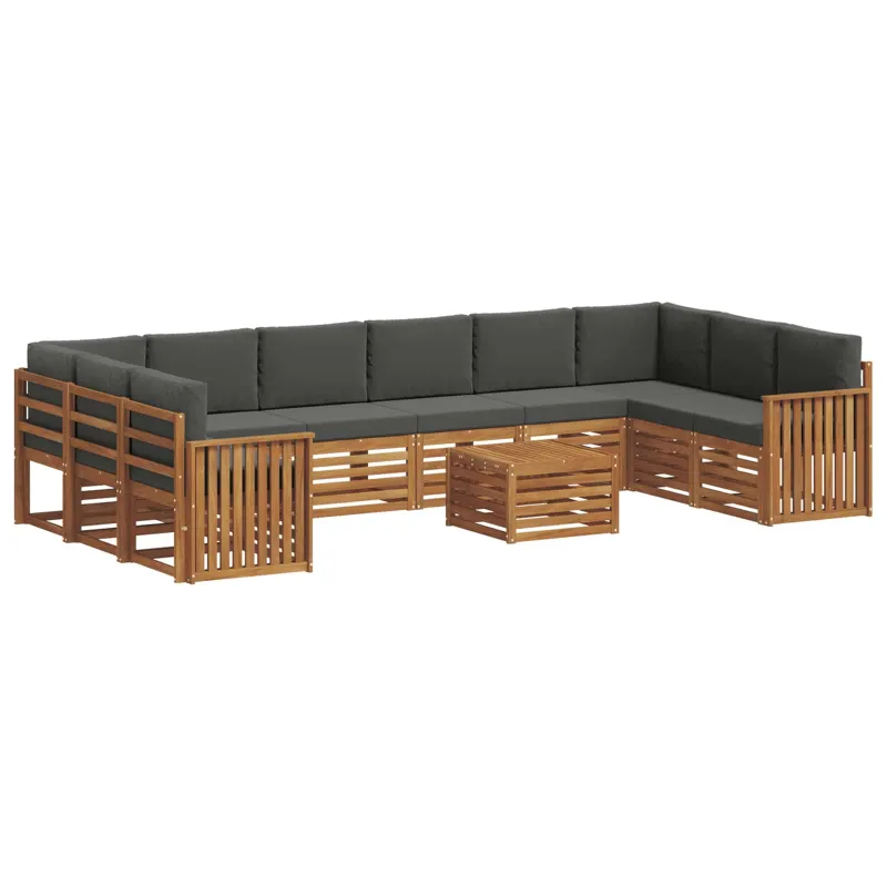 Lauko sofos komplektas 11 pcs Natūralus ir antracitas