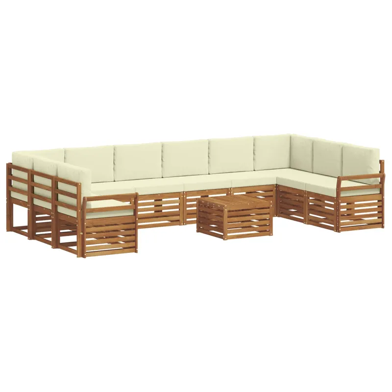 Lauko sofos komplektas 11 pcs Natūralus ir grietinėlė