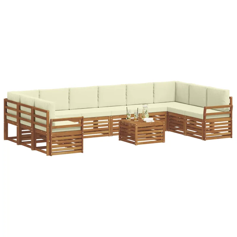 Lauko sofos komplektas 11 pcs Natūralus ir grietinėlė