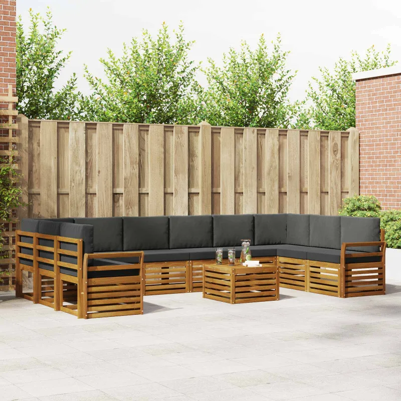 Lauko sofos komplektas 11 pcs Natūralus ir antracitas