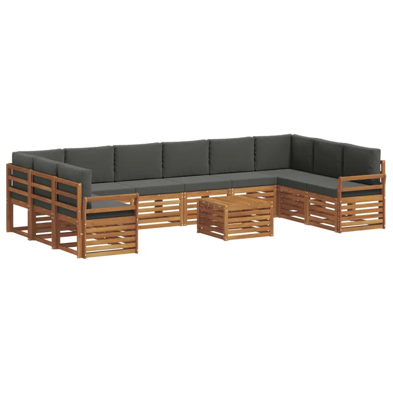Lauko sofos komplektas 11 pcs Natūralus ir antracitas