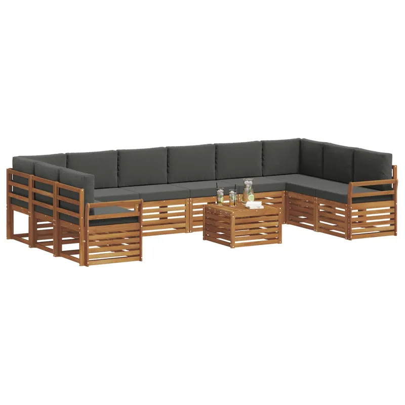 Lauko sofos komplektas 11 pcs Natūralus ir antracitas
