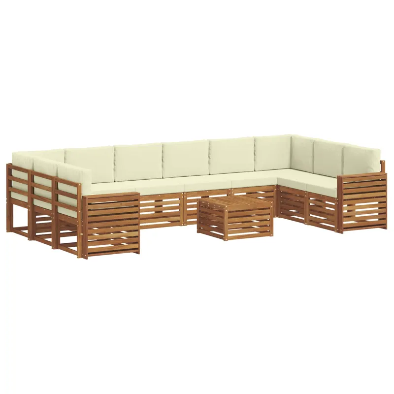 Lauko sofos komplektas 11 pcs Natūralus ir grietinėlė