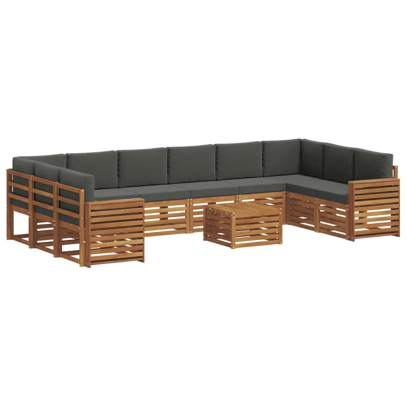 Lauko sofos komplektas 11 pcs Natūralus ir antracitas