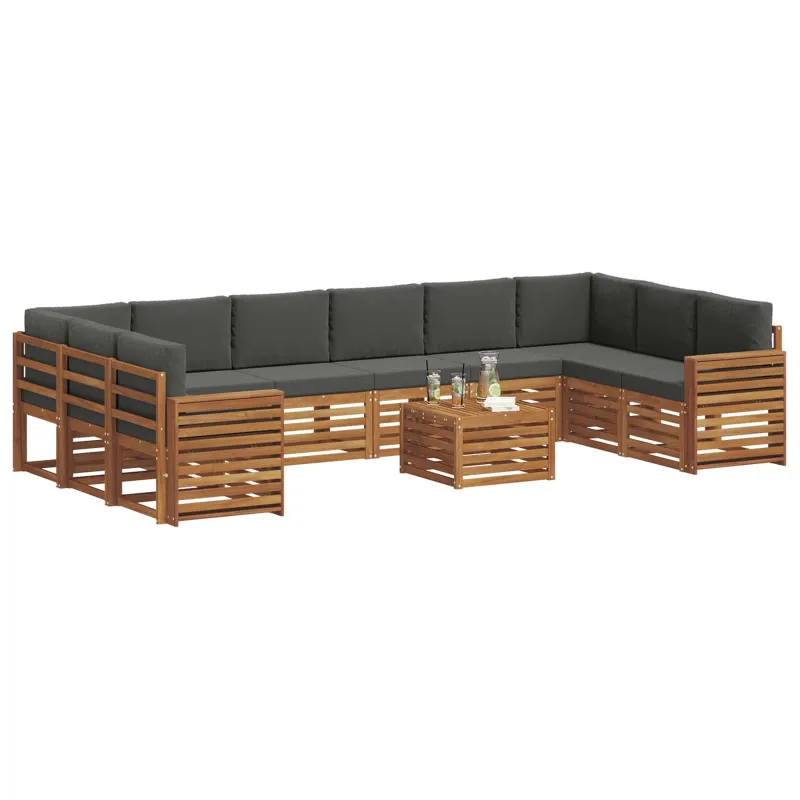 Lauko sofos komplektas 11 pcs Natūralus ir antracitas