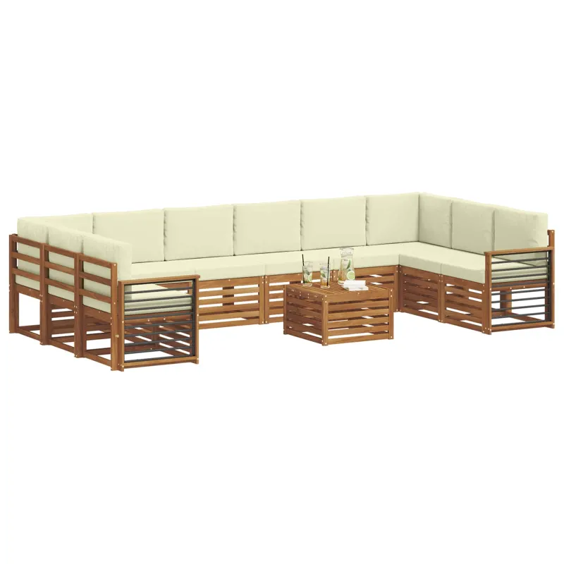 Lauko sofos komplektas 11 pcs Natūralus ir grietinėlė