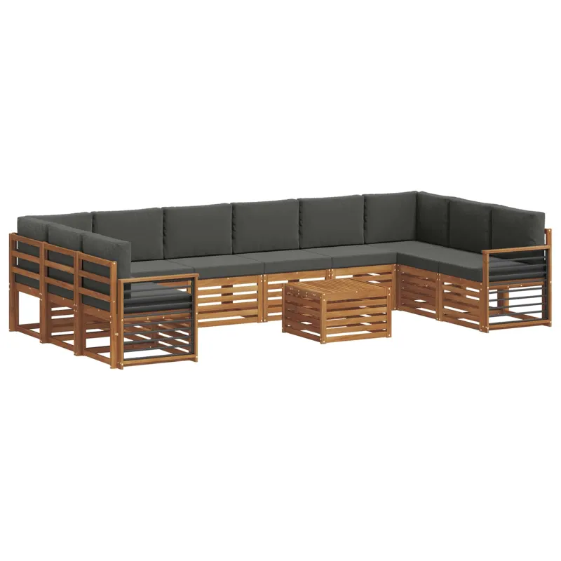 Lauko sofos komplektas 11 pcs Natūralus ir antracitas