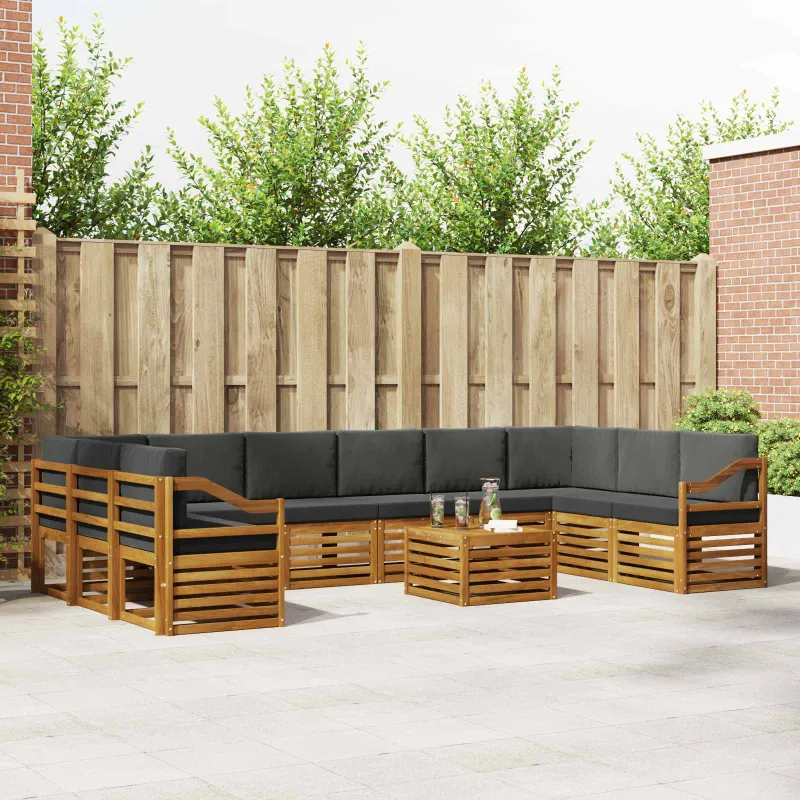 Lauko sofos komplektas 11 pcs Natūralus ir antracitas