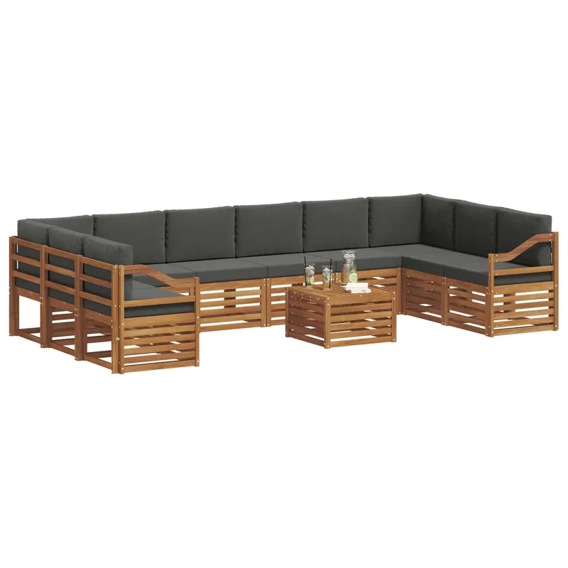 Lauko sofos komplektas 11 pcs Natūralus ir antracitas