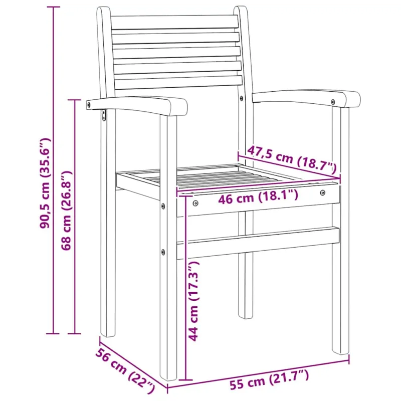 Kėdė 8 pcs Ruda 56 x 55 x 90.5 cm Kieto teka medžio