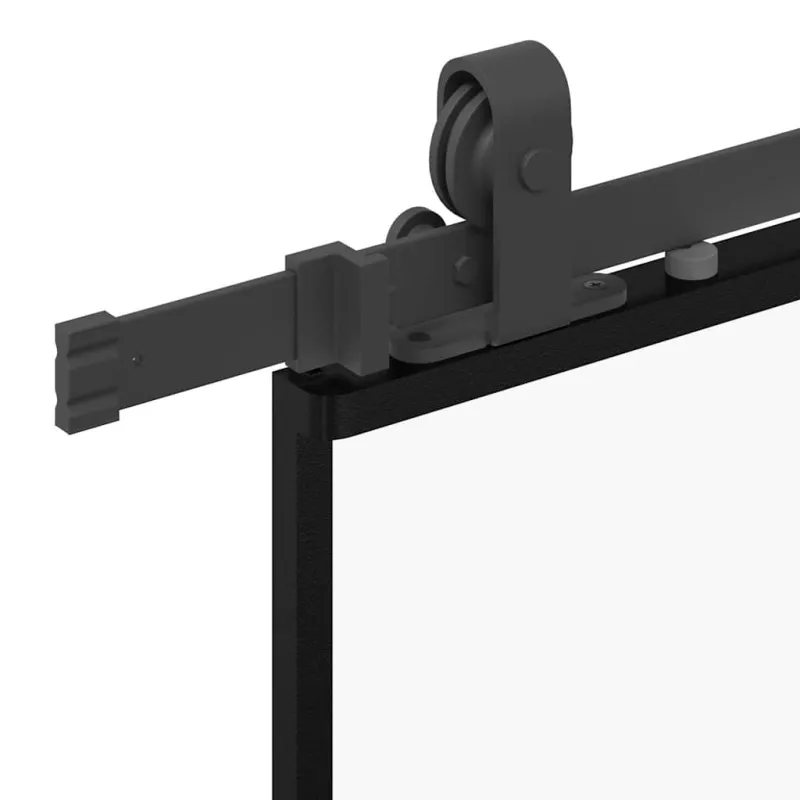 Stumdomos durys su įrangos rinkiniu, juodas, 76x205 cm, ESG ir