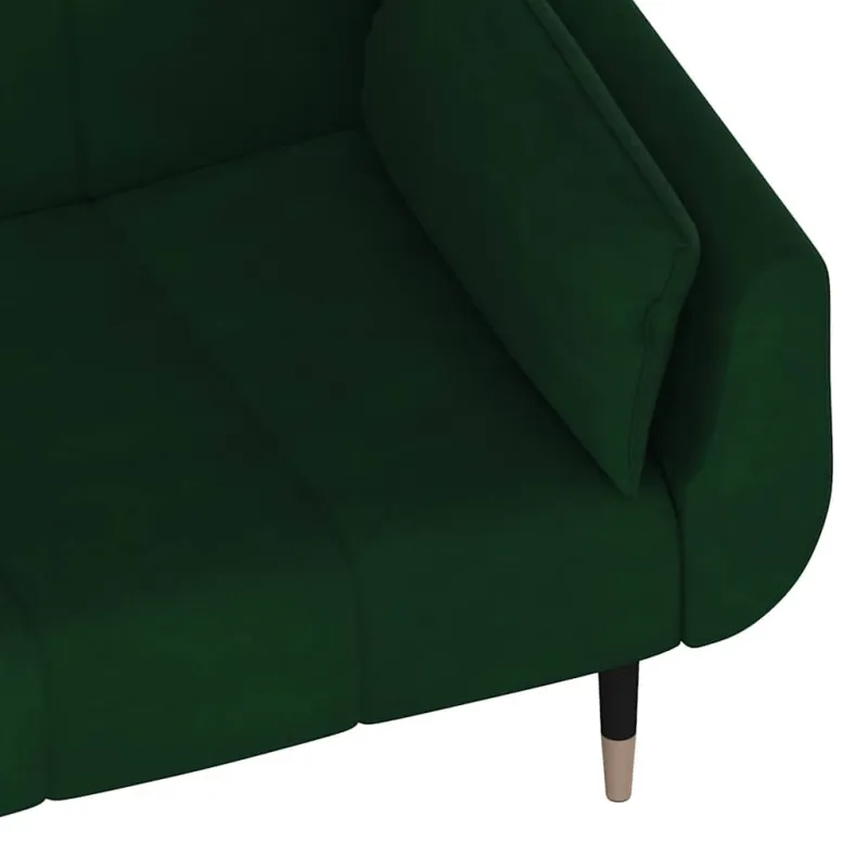 Dvivietė sofa-lova su dvejomis pagalvėmis, žalia, aksomas
