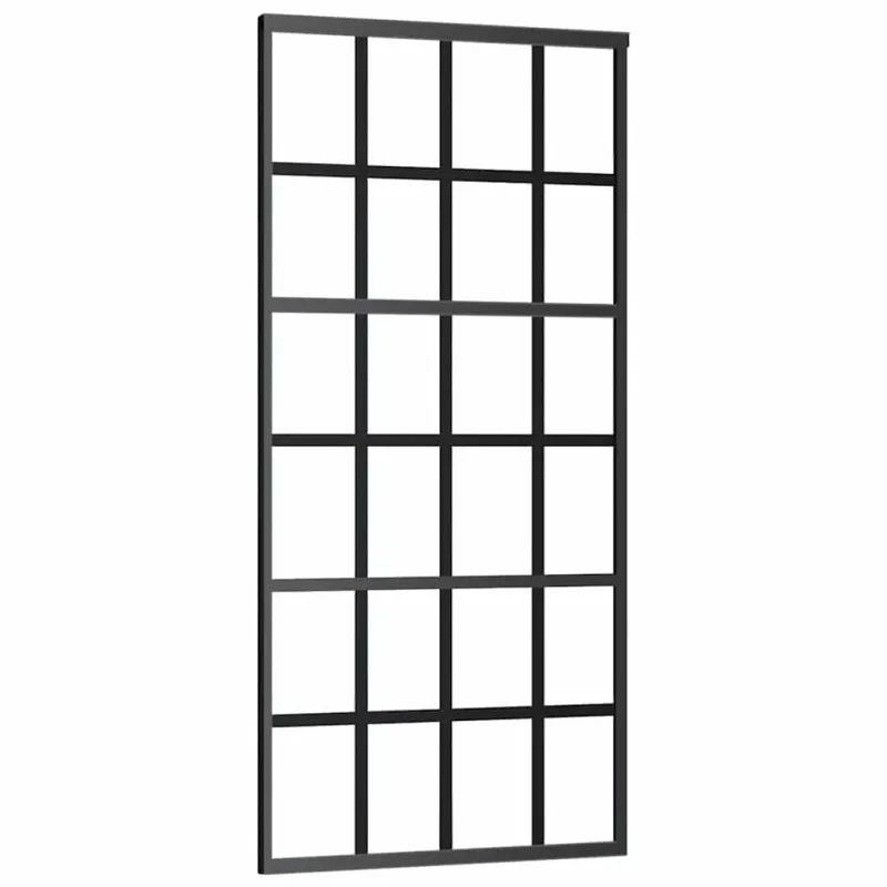 Stumdomos durys su įrangos rinkiniu, juodas, 90x205 cm, ESG ir
