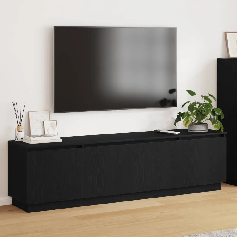 Televizoriaus spintelė su LED Juodas ąžuolas 180 x 38 x 49 cm