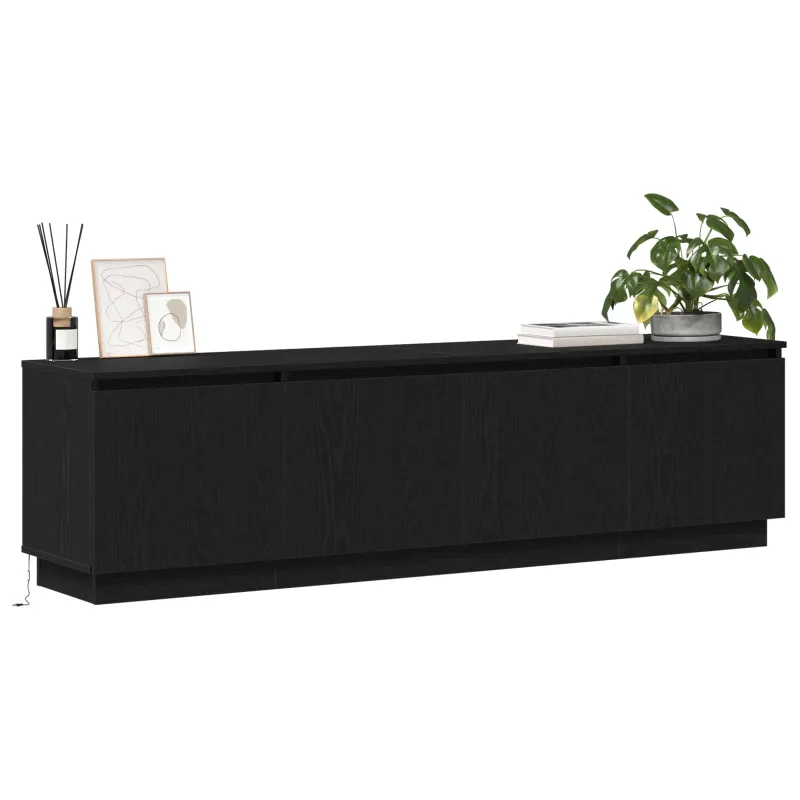Televizoriaus spintelė su LED Juodas ąžuolas 180 x 38 x 49 cm