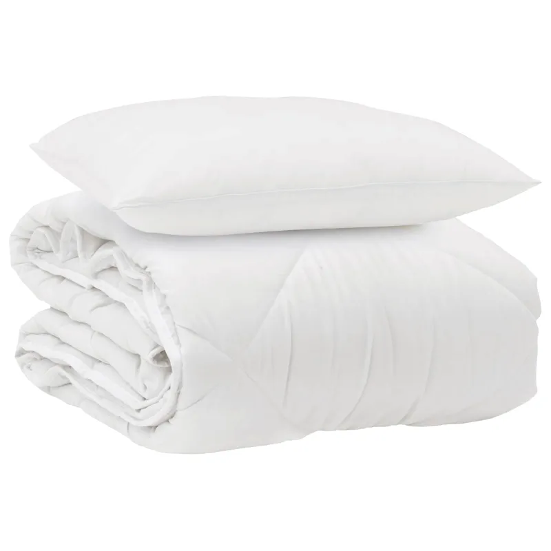 Visų sezonų antklodė su pagalve 2 pcs Balta Mikropluoštas