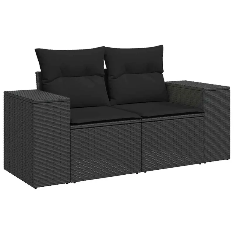 Sofoksen 8-os osainen setti, mukaan lukien tyynyt, musta, polyrattana