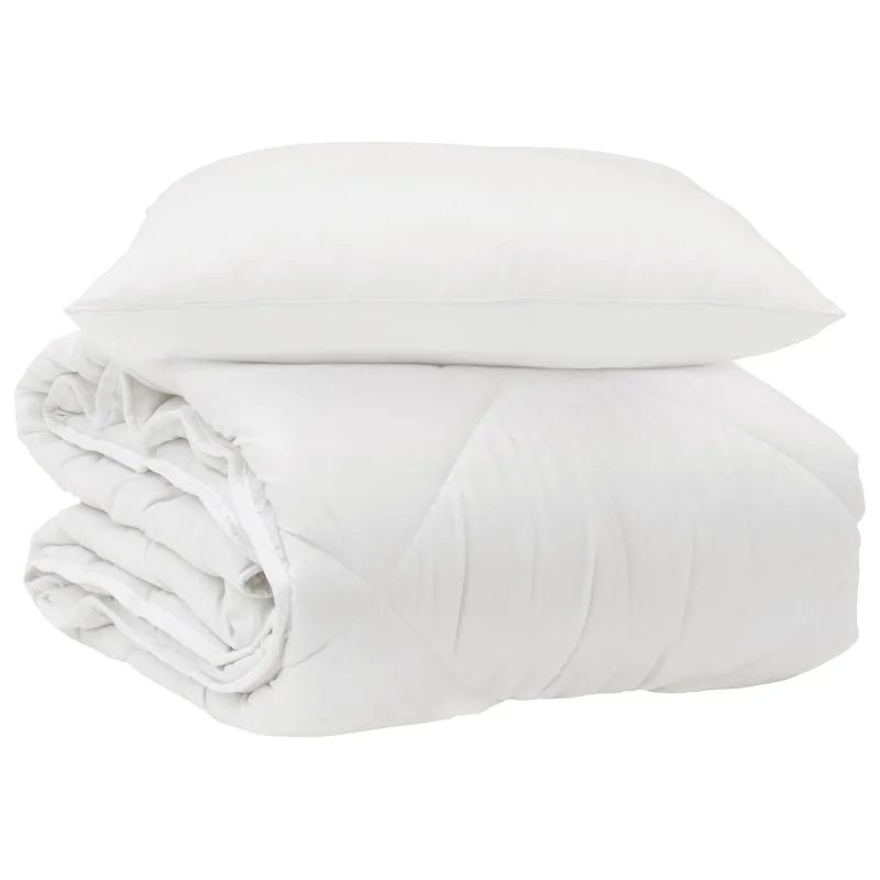 Visų sezonų antklodė su pagalve 2 pcs Balta Mikropluoštas
