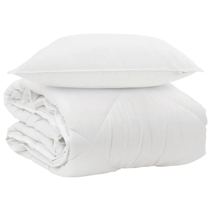 Visų sezonų antklodė su pagalve 2 pcs Balta Mikropluoštas