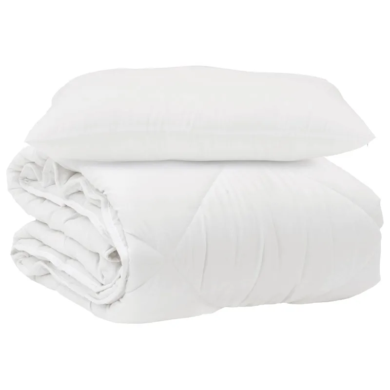 Antklodė su pagalve 2 pcs Balta Mikropluoštas