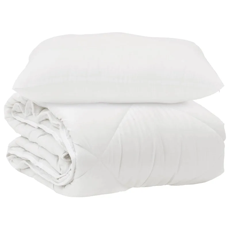 Antklodė su pagalve 2 pcs Balta Mikropluoštas