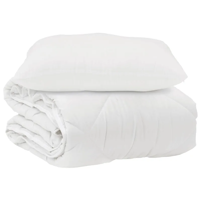 Antklodė su pagalve 2 pcs Balta Mikropluoštas