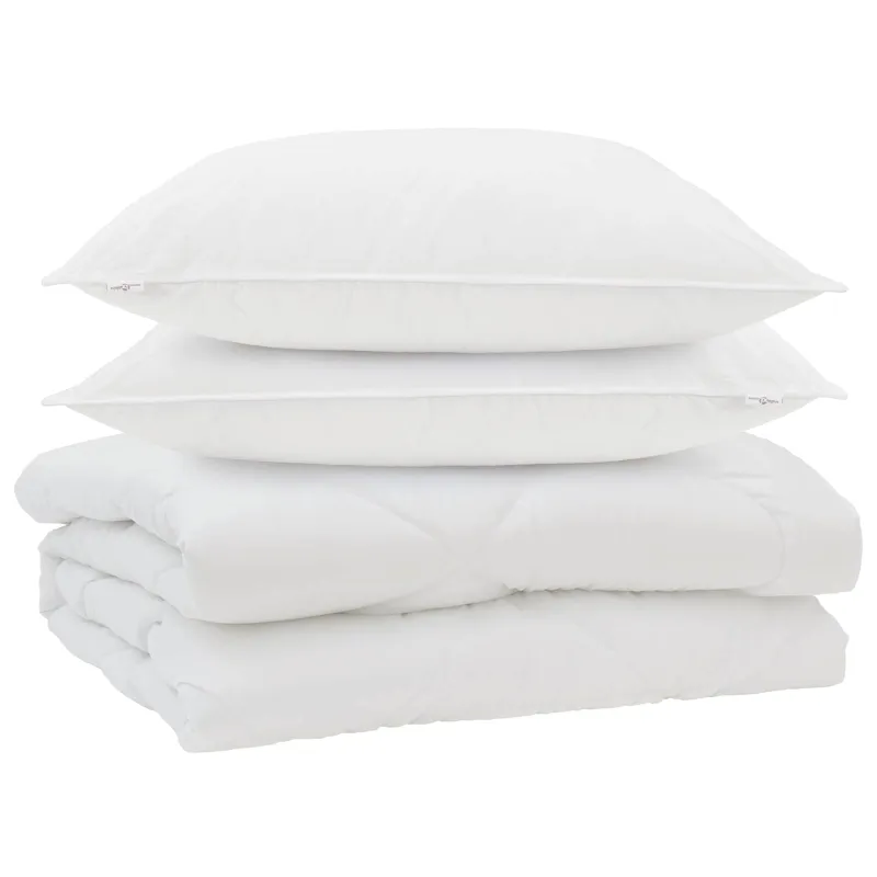 Antklodė su pagalve 3 pcs Balta Mikropluoštas