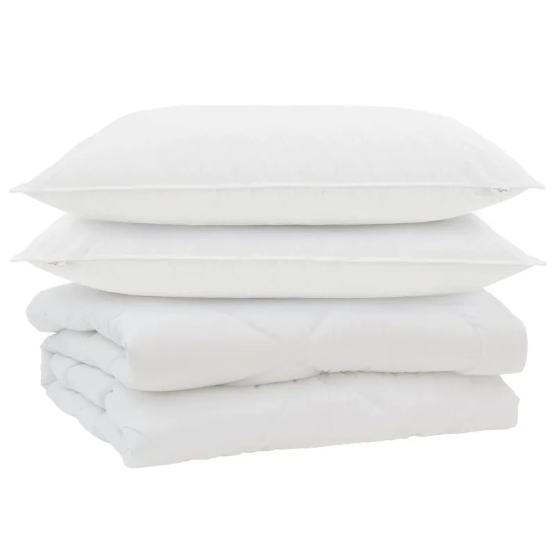 Antklodė su pagalve 3 pcs Balta Mikropluoštas