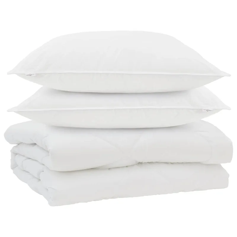 Antklodė su pagalve 3 pcs Balta Mikropluoštas